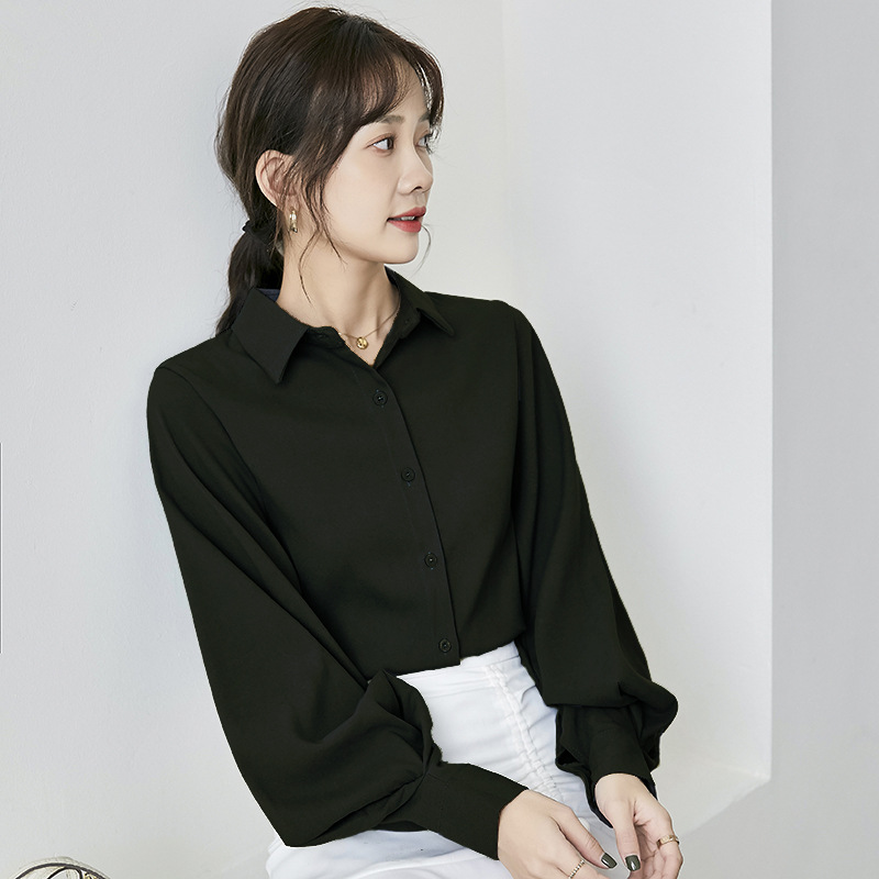 Áo sơ mi nữ form rộng tay dài phồng hot trend hàn quốc trẻ trung thanh lịch vải lụa mềm mịn-MUD02