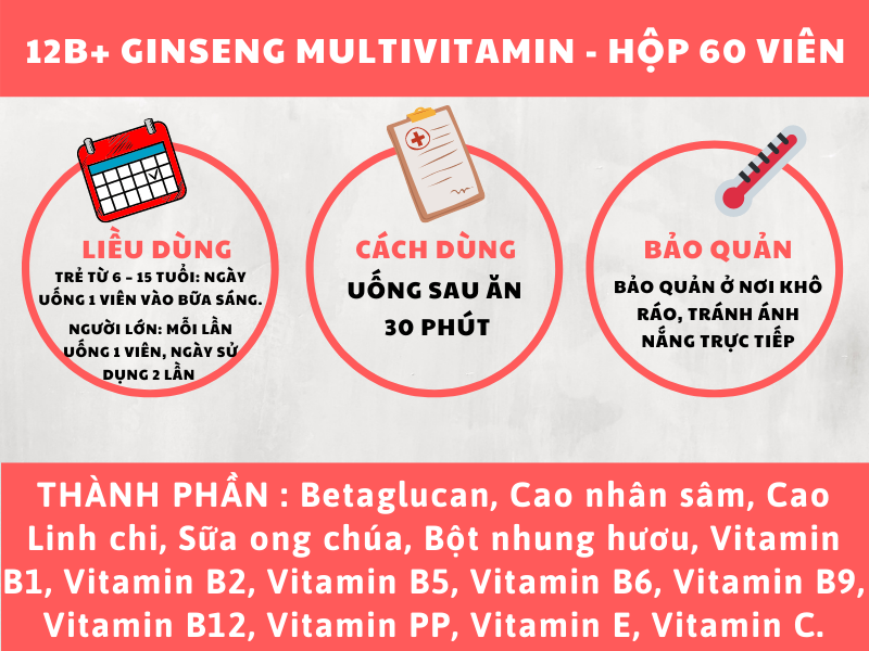 Nhân sâm GINSENG MULTIVITAMIN - Bổ sung vitamin và dưỡng chất, Giúp bồi bổ sức khỏe, Nâng cao sức đề kháng, Tăng cường miễn dịch, Nâng cao thể lực và trí lực (Hộp 60 viên) 2