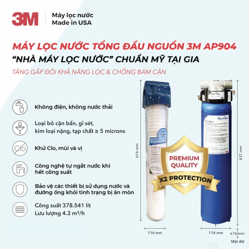 Ưu điểm nổi bật của Máy Lọc Nước Tổng 3M PREMIUM AP904, Nhập Khẩu Mỹ - Hàng Chính Hãng 3M