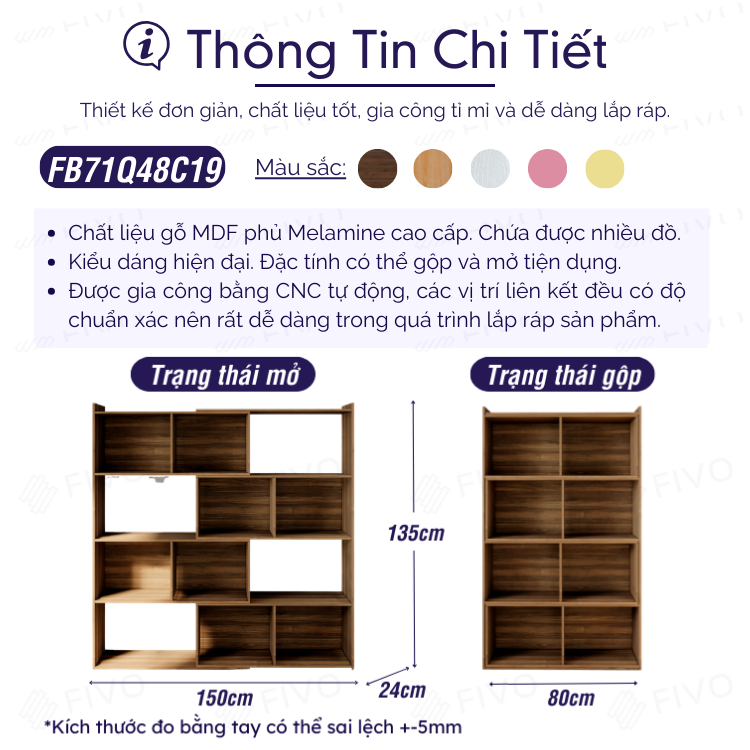Kệ Sách Trang Trí Để Sàn FIVO FB71 Ngang 110cm Màu Walnut, Tính Năng 2IN1 Đóng Mở Tùy Thích, Sang Trọng Thích Hợp Nhiều Không Gian, Nhiều Ngăn Chứa Đồ Rộng Rãi