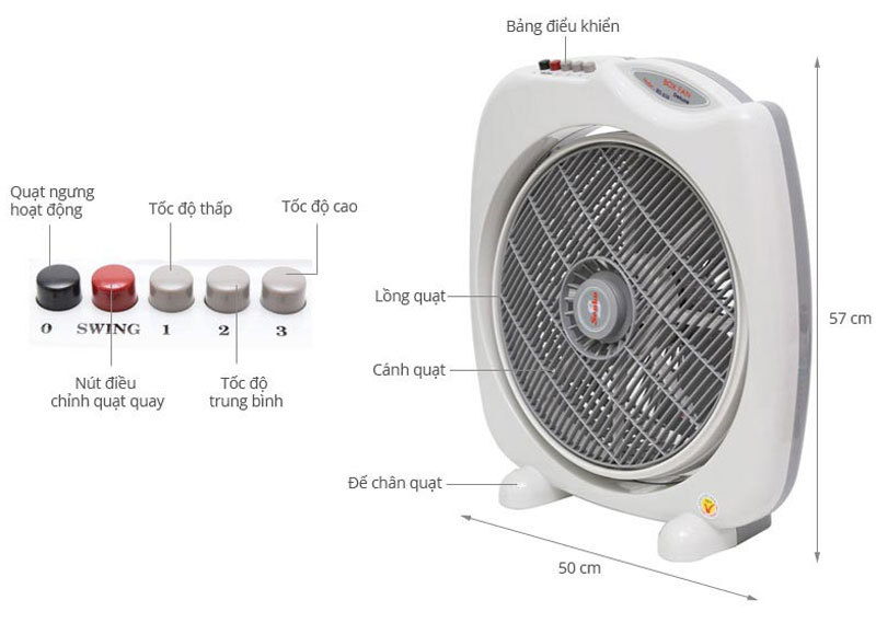 Quạt Bàn Đảo 3 Tấc Senko BD1010 - Màu Ngẫu Nhiên - Hàng chính hãng