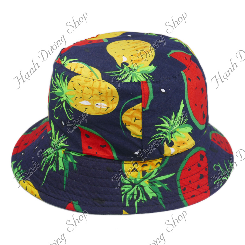 Nón bucket trái cây hot hit mũ tai bèo trái cây hoa cỏ vành nhỏ dễ thương chất liệu vải cotton thoáng mát - Hạnh Dương