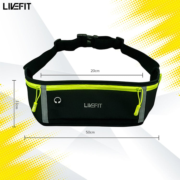 Đai chạy bộ, Túi đeo hông chạy bộ LiveFit cao cấp - Running Belt - WB09