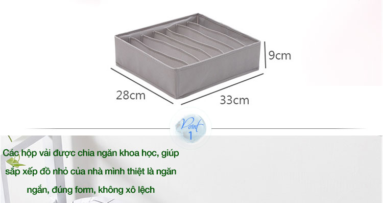 Combo 3 hộp vải đựng bảo quản đồ lót HT SYS-khay đựng quần áo tất vớ bằng vải không dệt tiết kiệm diện tích 6, 7, 20 ngăn - Hàng Chính Hãng