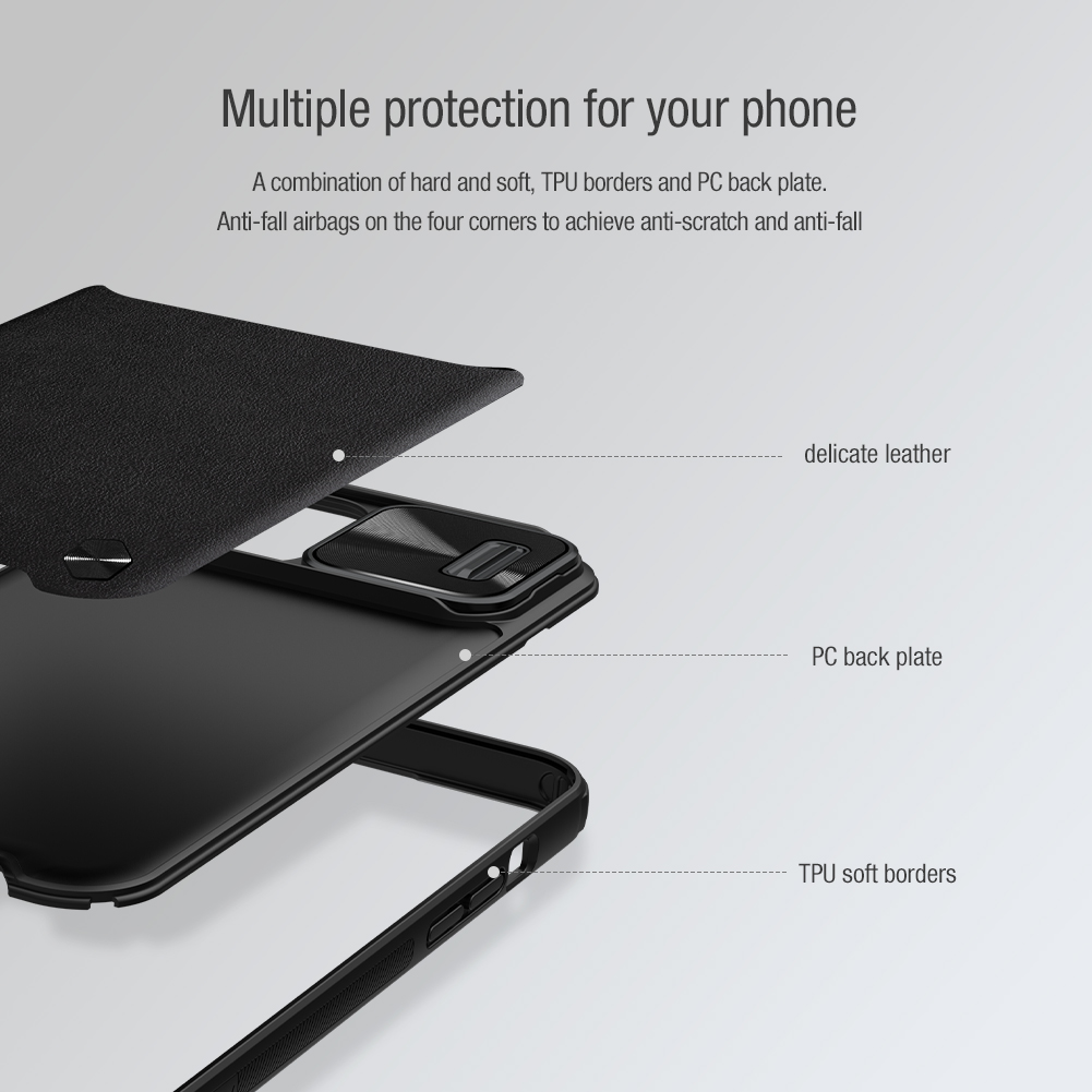 Ốp Nillkin bảo vệ Camera cho iPhone 13 / 13 Pro / 13 Pro Max Nillkin CamShield Leather Case nắp đậy bảo vệ Camera - Hàng Nhập Khẩu