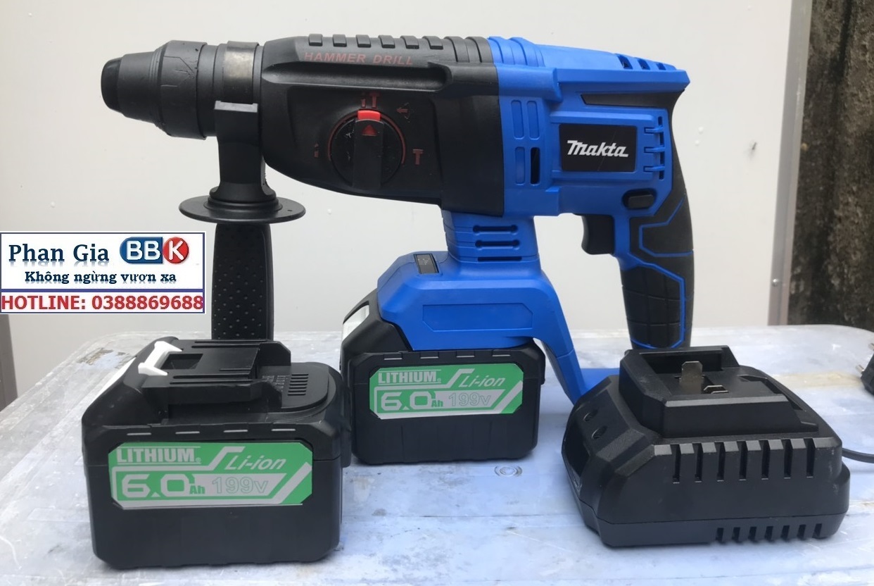 Máy khoan Bê tông MKT 15 CELL, máy không chổi than 100% dây đồng, 2 PIN - BẢO HÀNH 1 NĂM full bộ