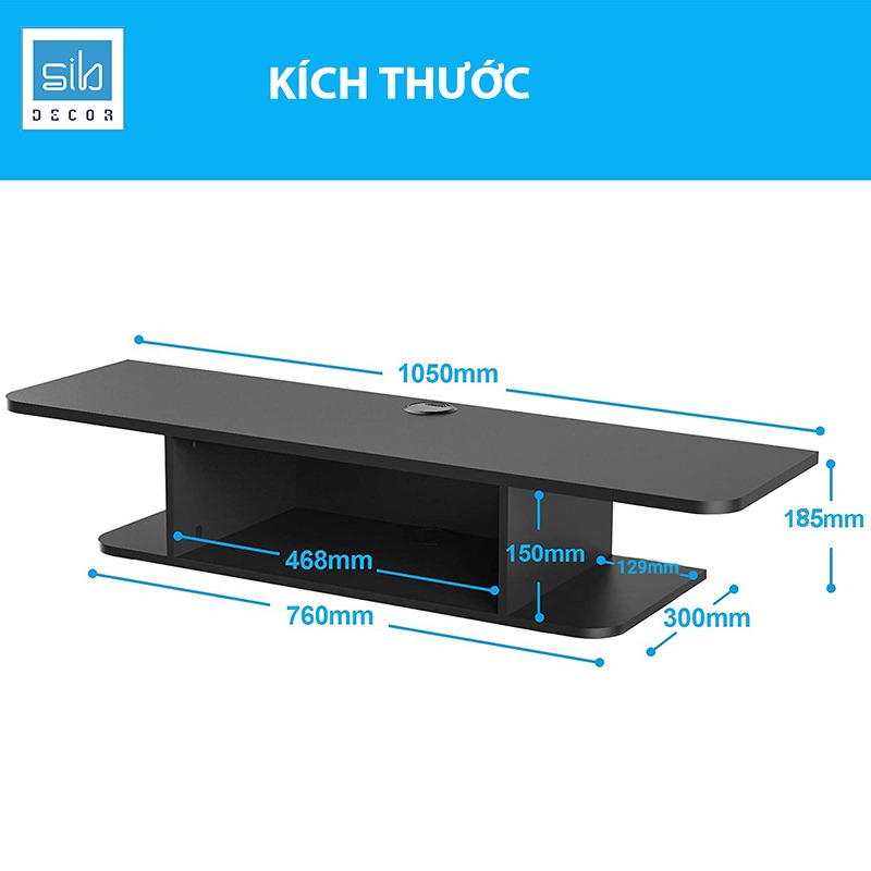 Kệ Trang Trí Tivi 2 Tầng Hiện Đại Nhỏ Gọn, Có 02 Nắp Luồn Dây Điện Thương Hiệu SIB Decor TV75