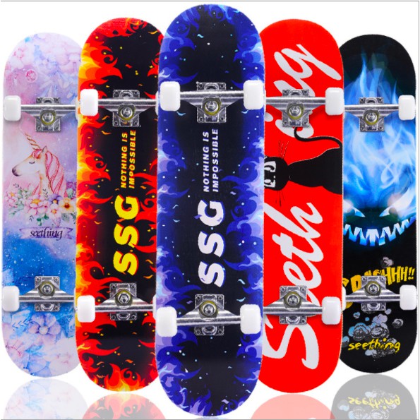 Ván Trượt Thể Thao 80cm (Tặng Túi đựng Ván)Skateboard Mặt Nhám Cao Cấp Gỗ Phong Ép 7 Lớp Cơ Bản Và Chuyên Nghiệp 8