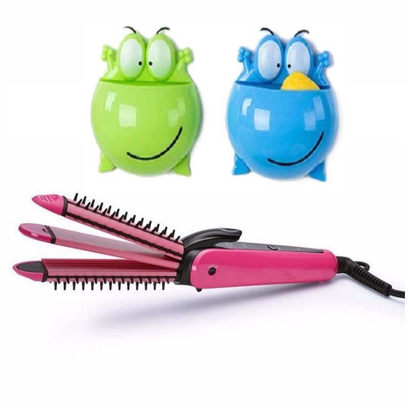 Combo 2 dụng cụ đựng vật dụng hình ếch đa năng (giao màu ngẫu nhiên) + máy tạo 3 kiểu tóc thời trang sành điệu 