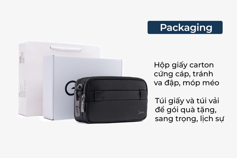 Clutch Đeo Chéo Ví Nam Cầm Tay GENCE RB08 Da Bò Khóa Vân Tay Cao Cấp Màu Đen