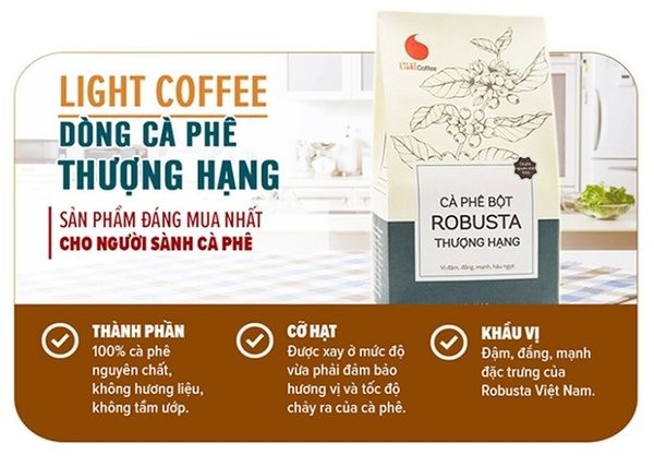 Cà Phê Light Coffee Robusta Dạng Hạt Để Pha Máy Loại 1 (500g)