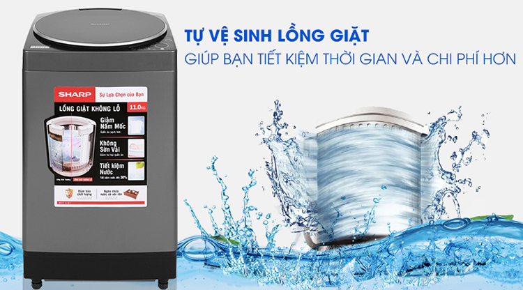 Máy giặt Sharp 11 kg ES-W110HV-S - Chỉ giao HCM