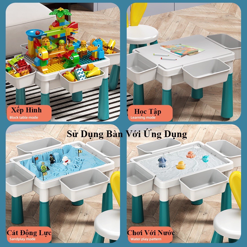Trọn bộ đồ chơi lắp ghép sáng tạo cho bé trai và bé gái có kèm bàn và ghế ngồi, chất liệu nhựa ABS cứng cáp dày dặn - Đồ chơi phát triển trí não cho bé yêu