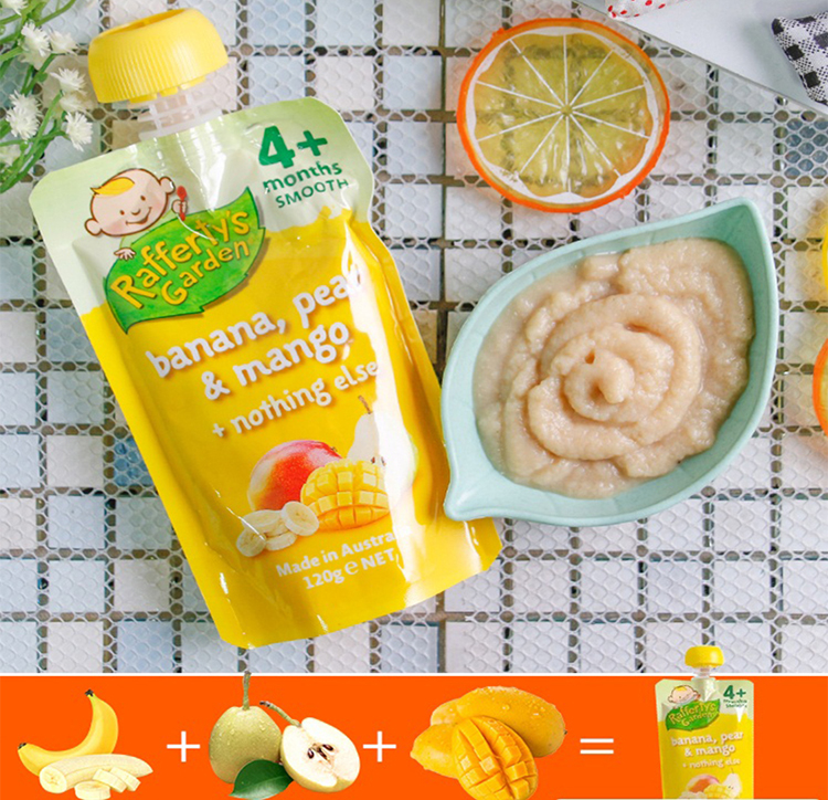 Dinh Dưỡng Xay Nhuyễn Rafferty'S Garden Chuối - Lê - Xoài (120g)