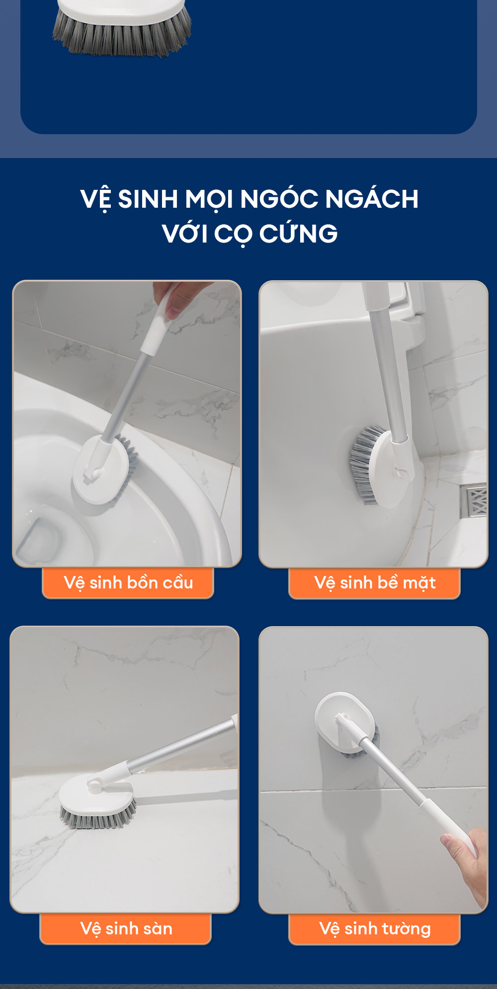 Cọ bồn cầu silicon, cọ toilet nhà vệ sinh 2 trong 1, có thể treo tường và cây gắp tóc Parroti Silicon SL02