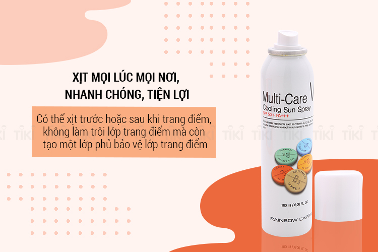 Xịt Chống Nắng Rainbow L'Affair Multi-Care V5 Cooling Sun Spray Spf50+ Pa+++ 180 ml