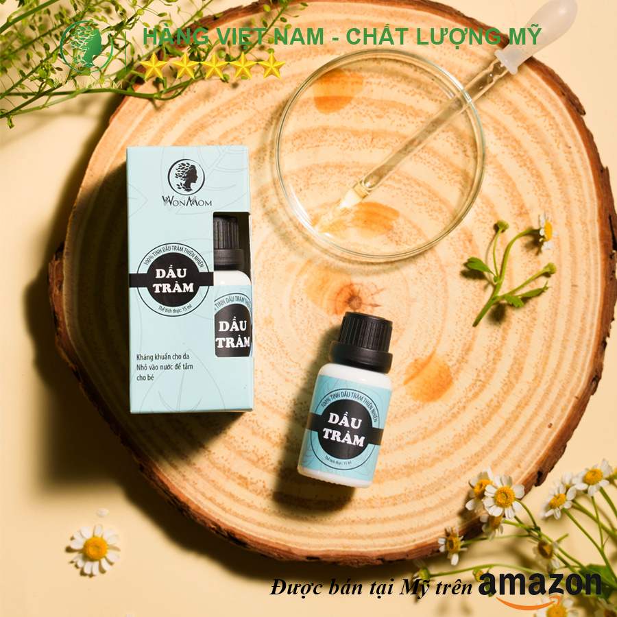 Dầu tràm nguyên chất, ngăn ngừa ho, cảm cho bé và người lớn Wonmom 15ml