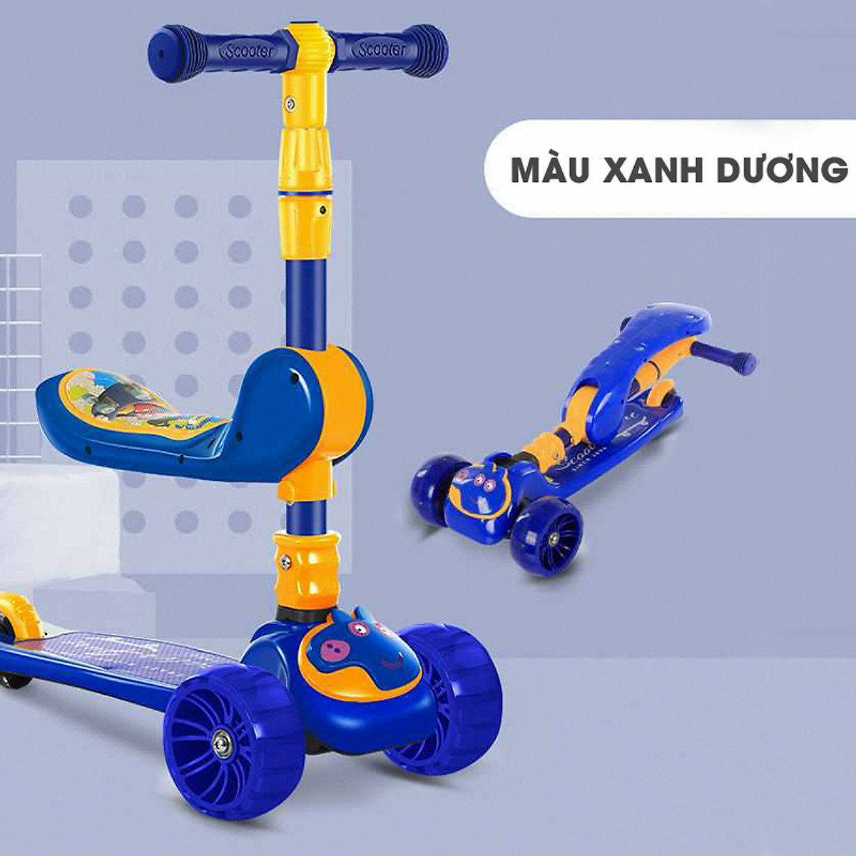 Xe trượt chòi chân Scooter Umoo cho bé 1-5 tuổi nâng hạ độ cao, bánh xe có đèn phát sáng