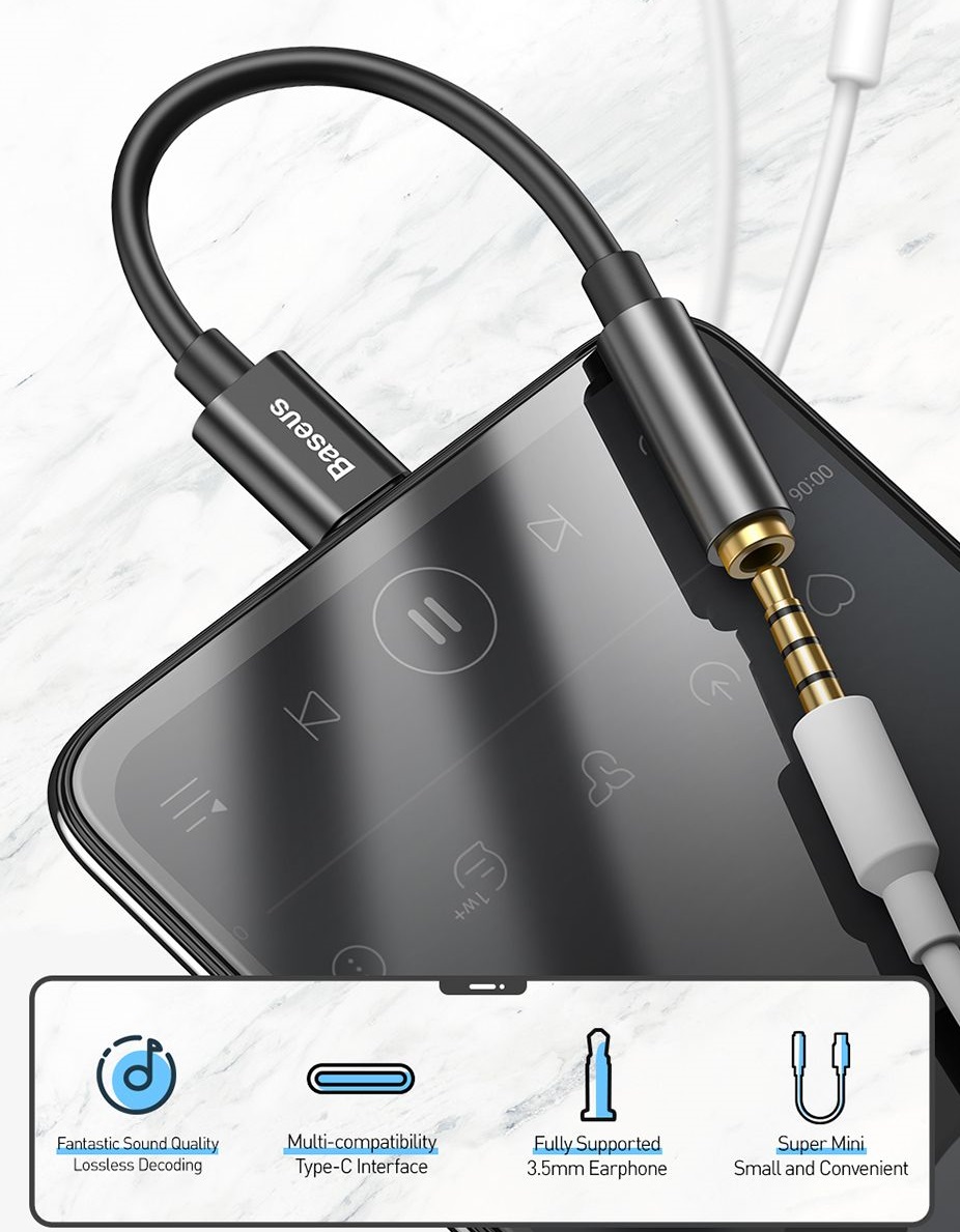 Jack chuyển Type C to 3.5 chính hãng Baseus chính hãng