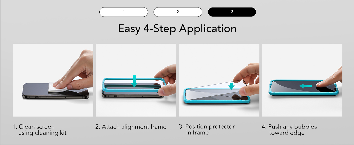 Kính Cường Lực không viền đen ESR Tempered-Glass Screen Protector cho iphone 16/ 16 plus/ 16 pro/ 16 promax, kèm khung dán_ Hàng chính hãng