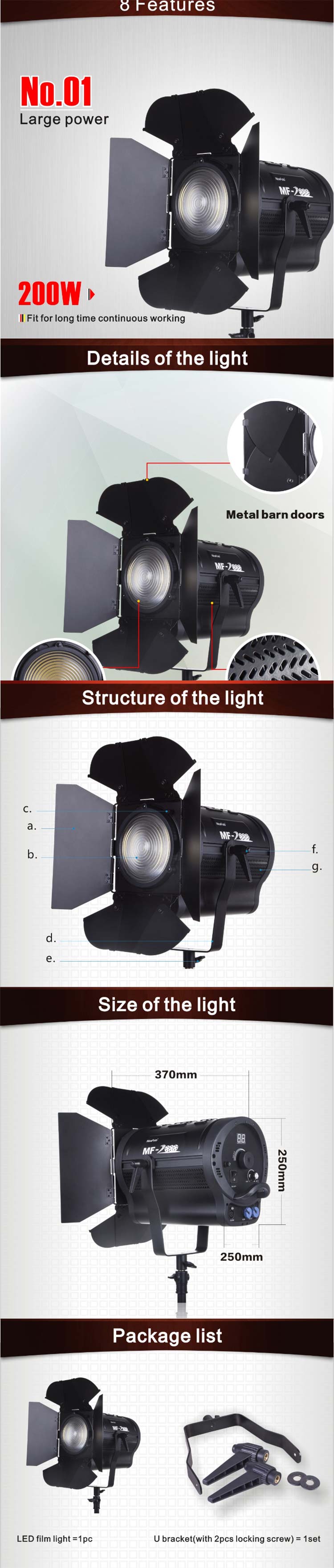 Đèn Nicefoto Led Film Light MF2000 5500K 200w