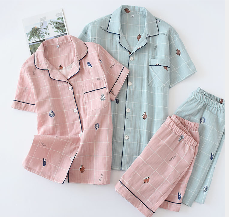 Pijama nữ ngắn tay, Đồ Bộ Mặc Nhà Azuno AZ2993 Chất Liệu Xô Mặc Hè Cực Mát Hoạ Tiết Kẻ Caro 1