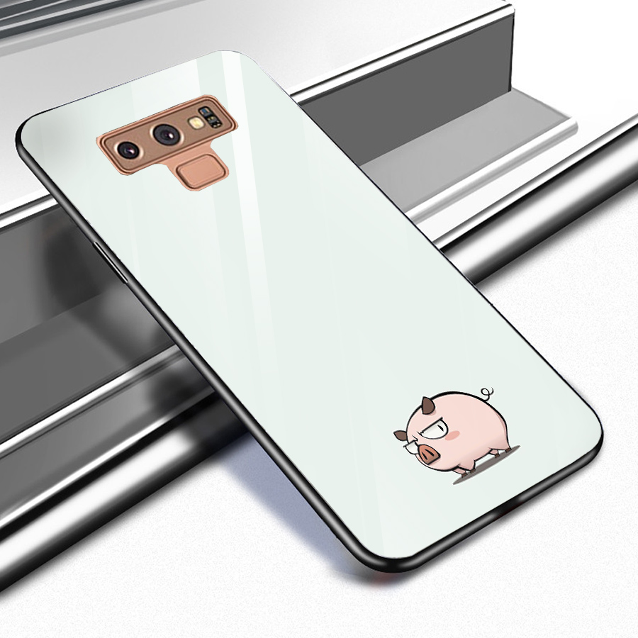 Ốp kính cường lực dành cho điện thoại Samsung Galaxy Note 9 - heo hồng - hh008