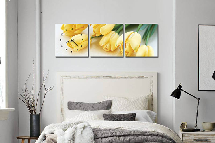 Tranh Đồng Hồ Suemall HL1233 - Tulip Vàng