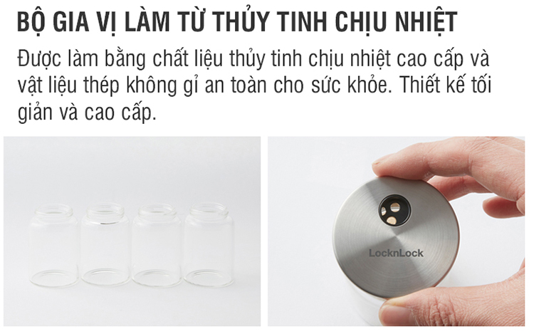 Bộ Lọ Đựng Gia Vị 4P LOCK&LOCK LLG843 BLACKCAP - 120ML