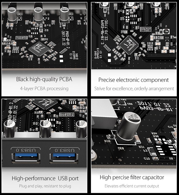 Card chuyển cổng pciex 1 sang 4 cổng USB 3.0 Orico PVU3-4P - Hàng chính hãng