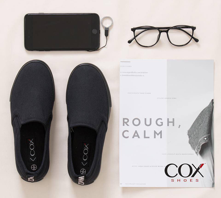 Giày Lười Vải Nữ Cox Shoes Black 3509
