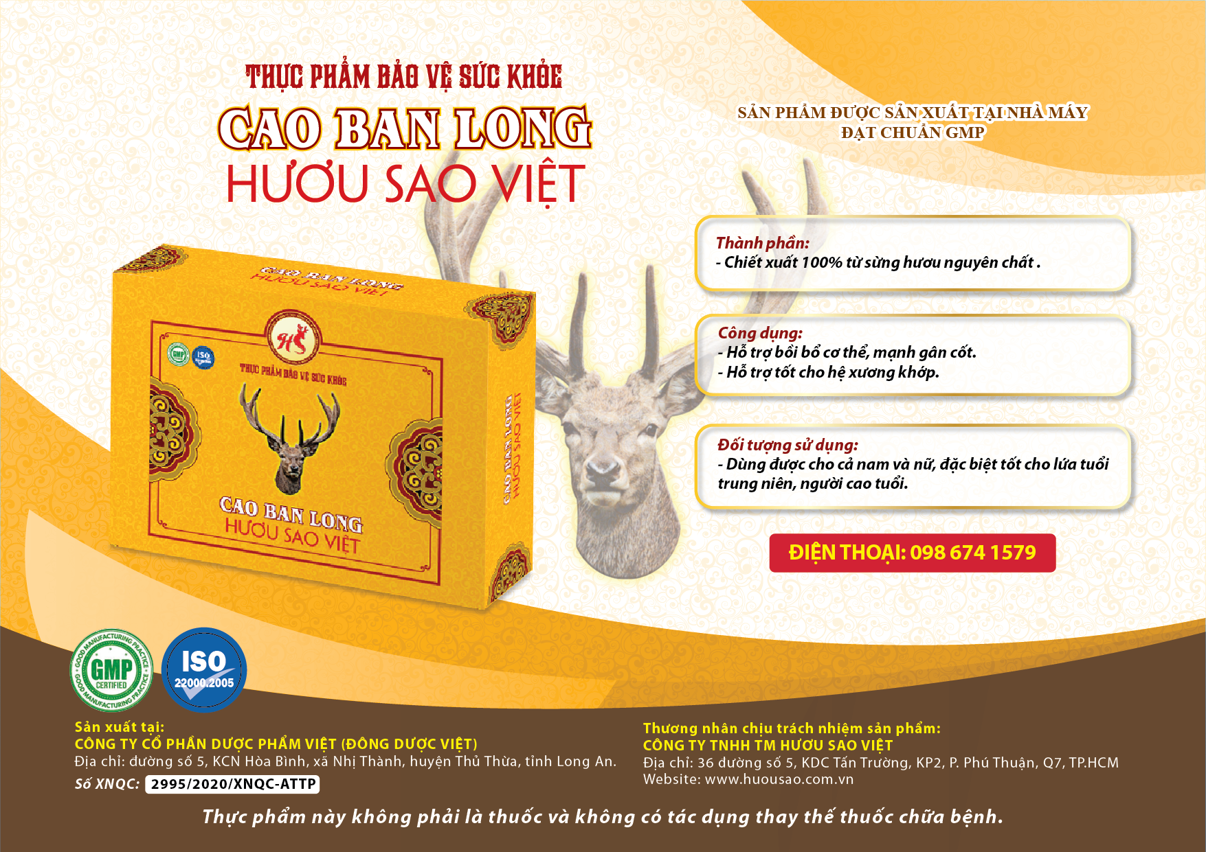 Thực phẩm bảo vệ sức khỏe Cao ban long Hươu Sao Việt 1