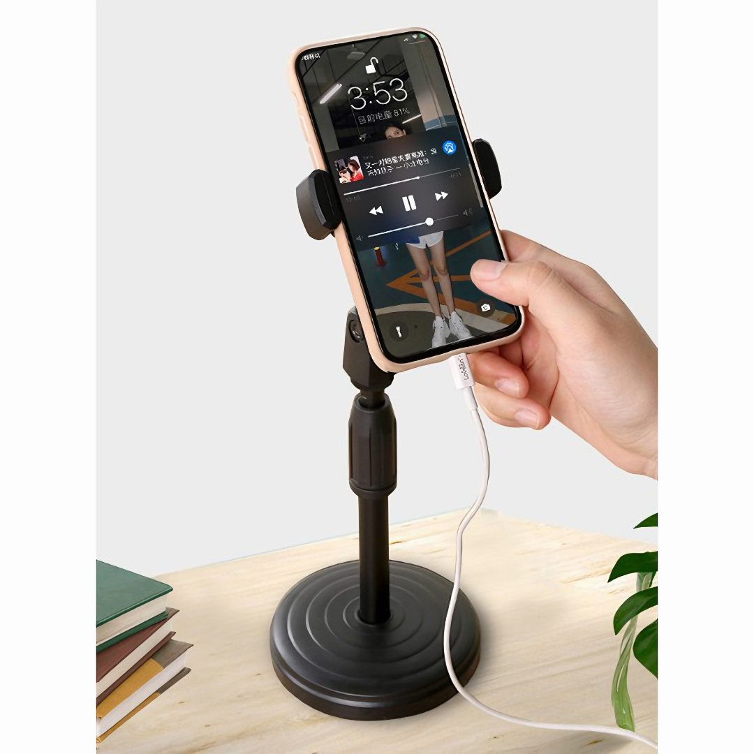 Giá đỡ KG59 có chân đế, kẹp điện thoại để bàn đa năng tiện dụng, livestream, giải trí xoay 360độ - Hàng chính hãng