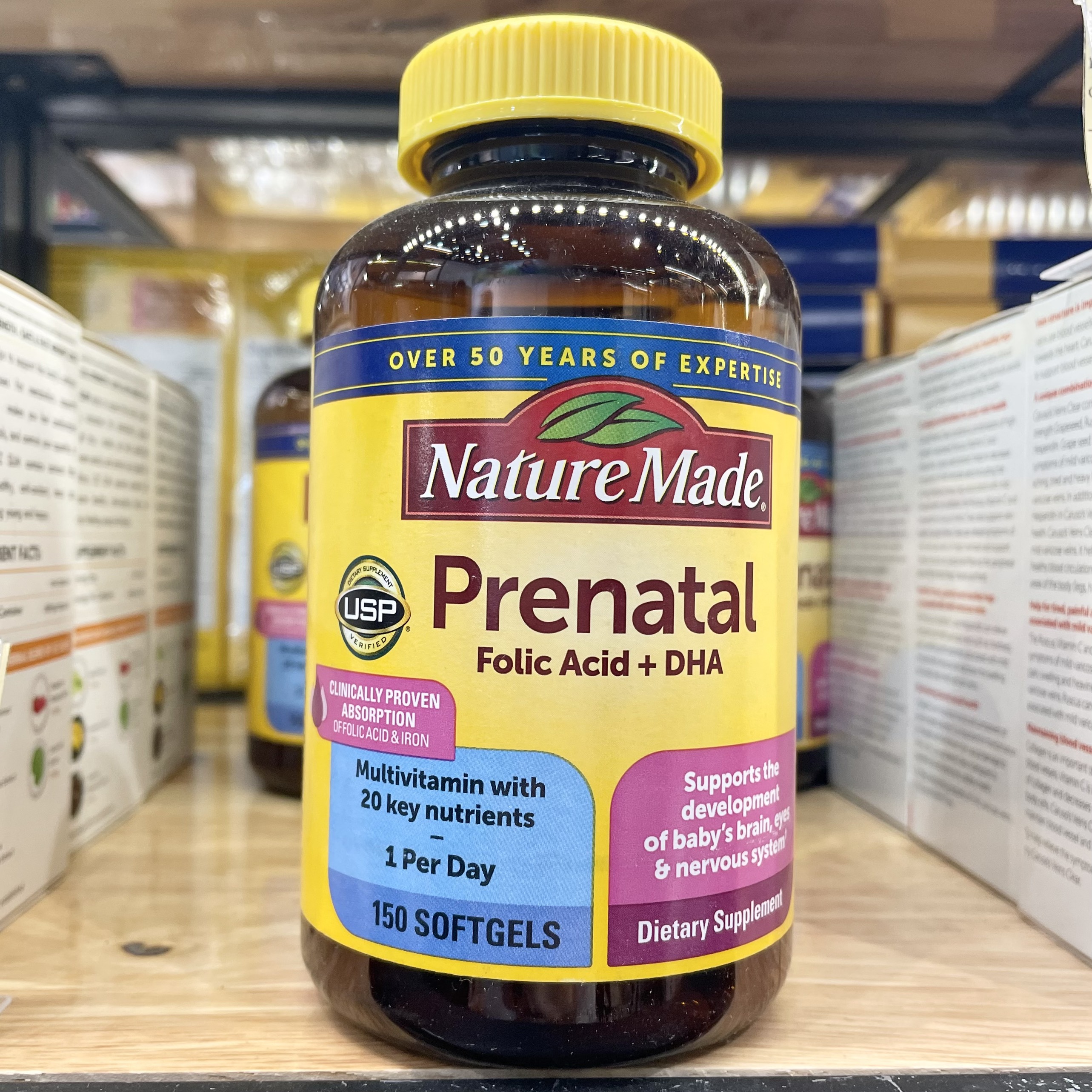Thực phẩm bổ sung cho phụ nữ mang thai Prenatal Multi +DHA 150 viên -Nature Made Mỹ (mẫu mới nhất 2020)