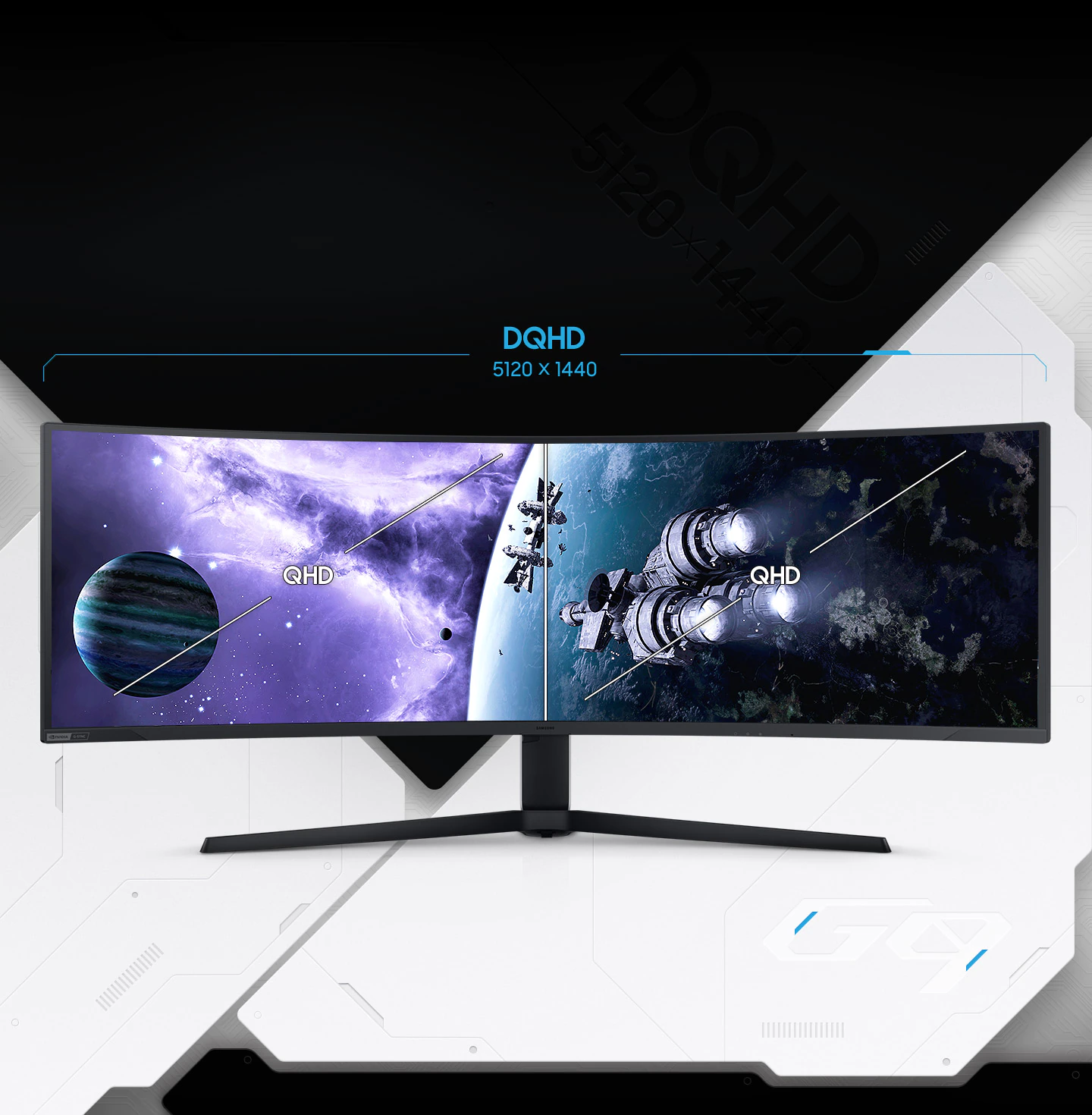 màn hình cong gaming samsung ls49ag950nexxv ( 49 inch dqhd va (5,120 x 1,440) 240hz 1ms dp 1.4 hdmi usb ports jack audio 3.5 g-sync ) - hàng chính hãng 3