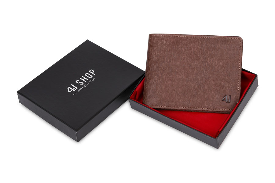 Ví Nam Da Bò 4U F012N (13 x 9.5 cm) - Nâu