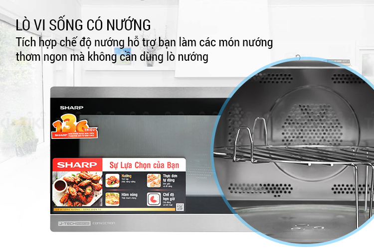 Lò Vi Sóng Điện Tử Có Nướng Đối Lưu Sharp R-C932XVN-BST (32 Lít) - Hàng Chính Hãng