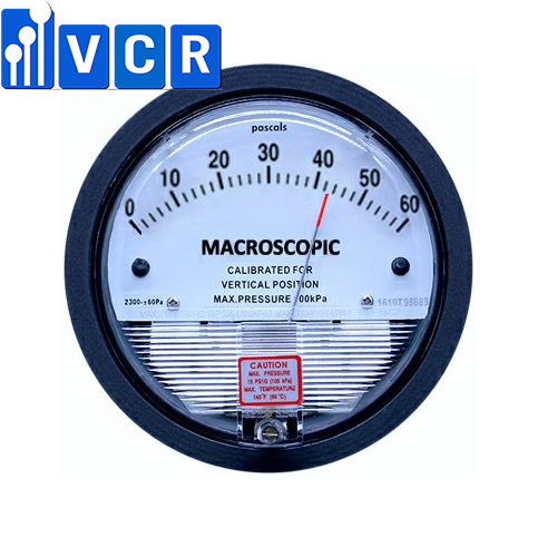 Đồng hồ chênh áp Macroscopic dải đo 0-60Pa 1