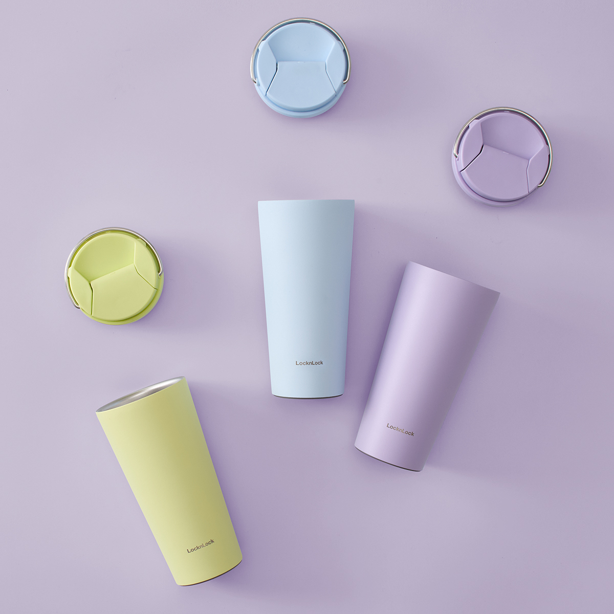 Bình giữ nhiệt LocknLock Bucket One-Touch LHC3345 có quai dung tích 550ml thép không gỉ - 3 màu