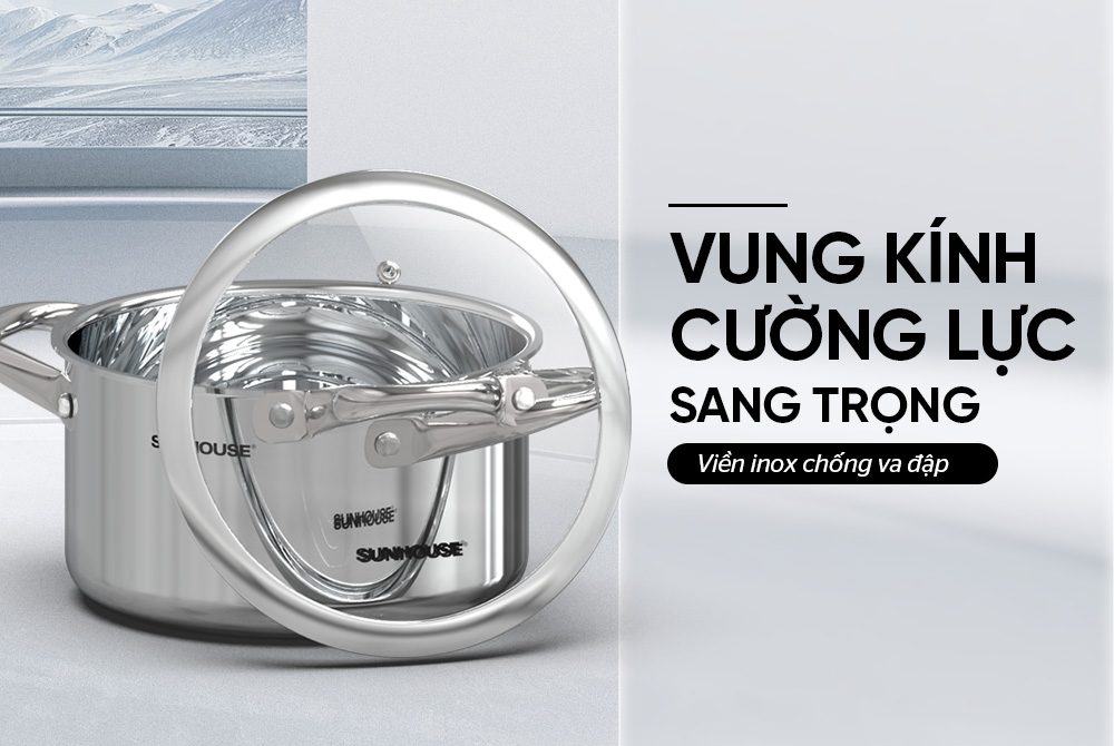 Bộ Nồi Chảo Inox 304 Đáy Liền Sunhouse SHG808