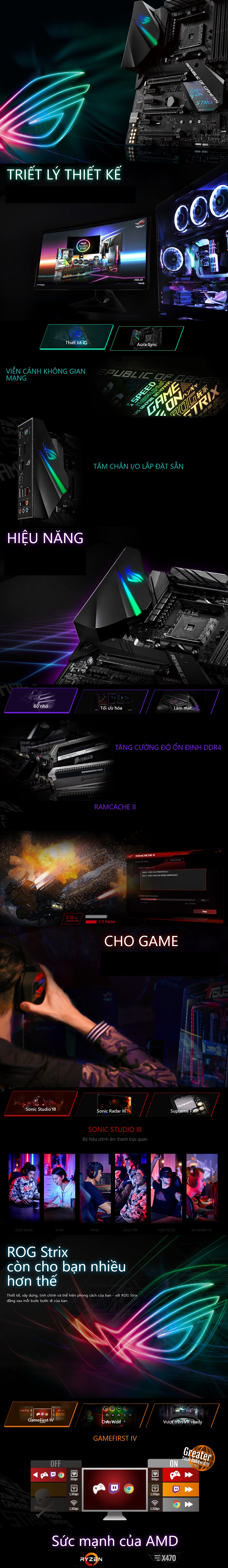 Bo Mạch Chủ Mainboard Gaming ASUS ROG STRIX X470-F GAMING AMD X470 ATX - Hàng Chính Hãng