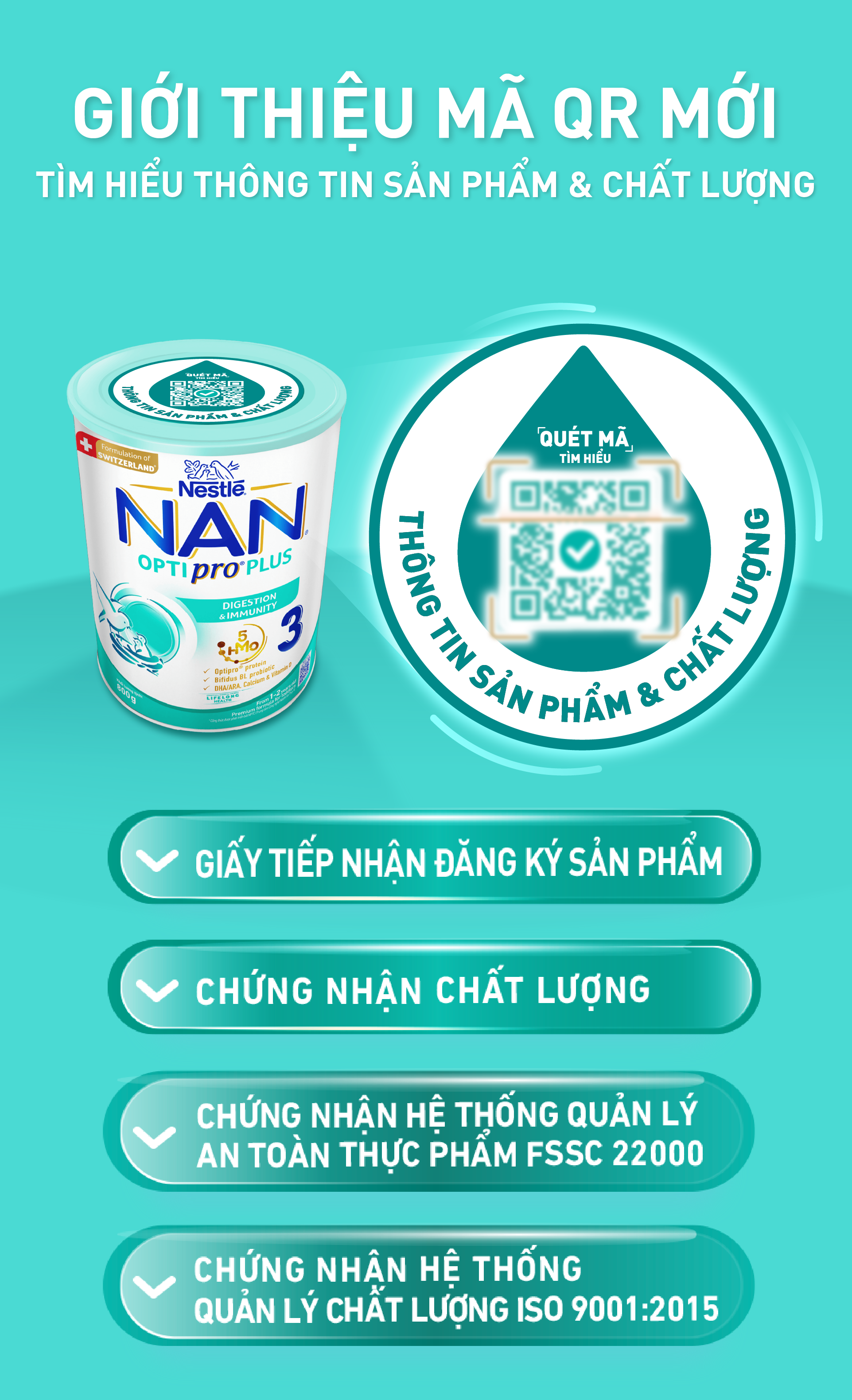 Sữa Bột Nestlé NAN OPTIPRO PLUS 3 800g/lon với 5HMO xuất xứ Thụy Sĩ - Hỗ trợ Tiêu Hóa, Đề Kháng, Trí Não & Chiều Cao (1-2 tuổi)