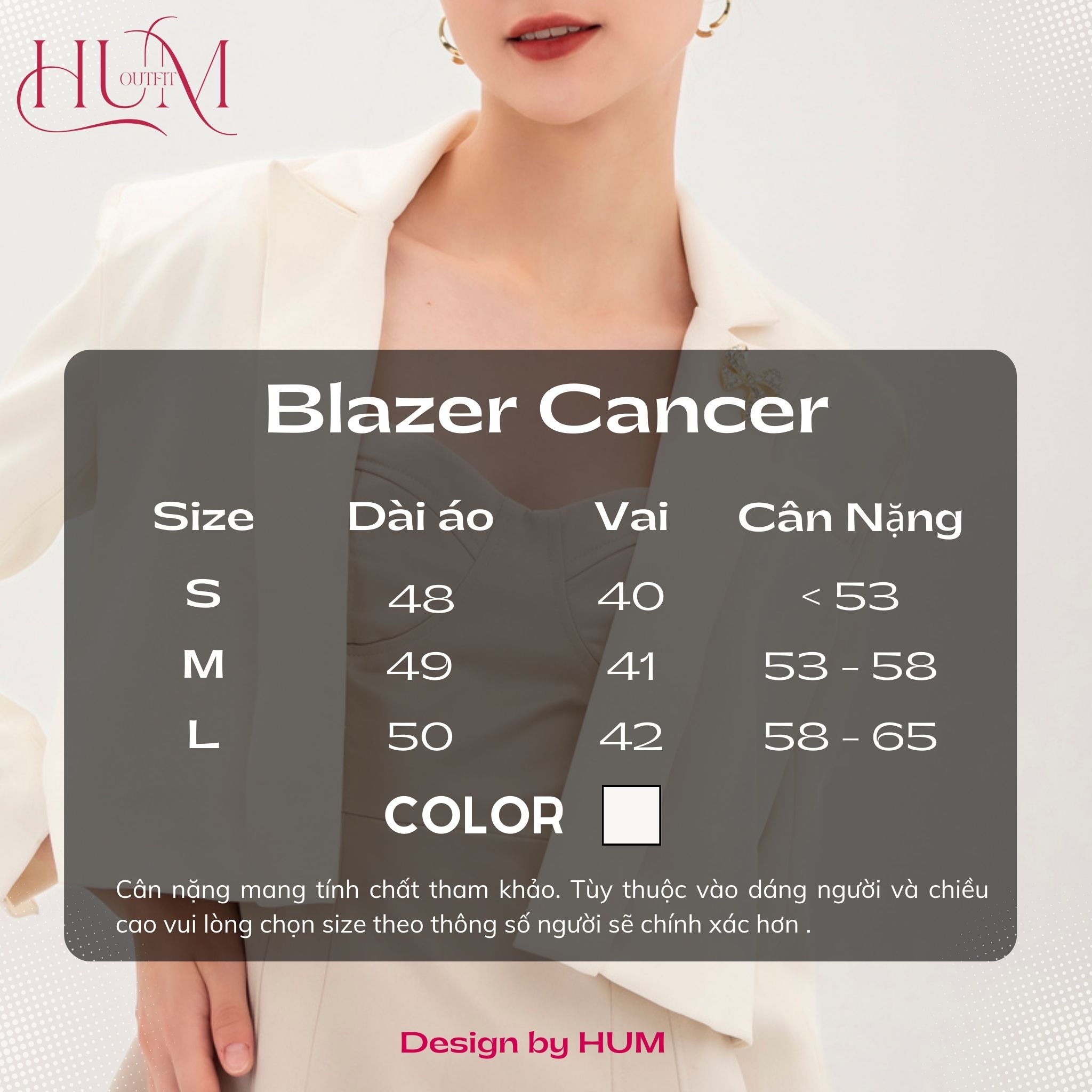 Kích thước áo Blazer Cancer B04