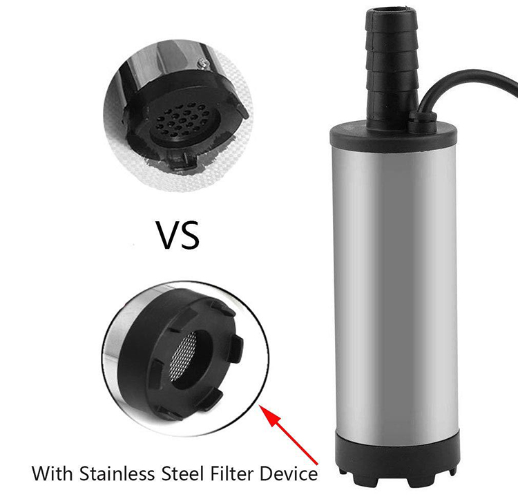 DC 12V Electric Submersible Pump Stainless Steel Submersible Pump for Water Diesel Oil Voltage:12V Silver