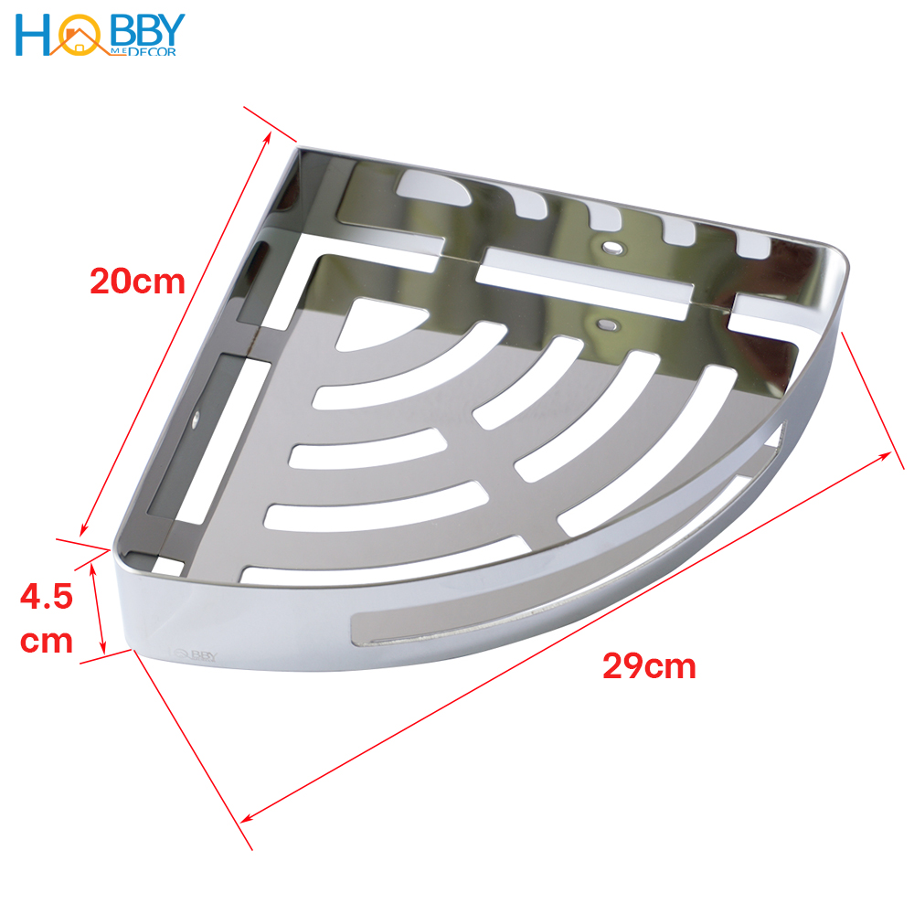 Kệ góc nhà tắm inox 304 loại dày 1.8mm mẫu khoan Hobby Home Decor KG2