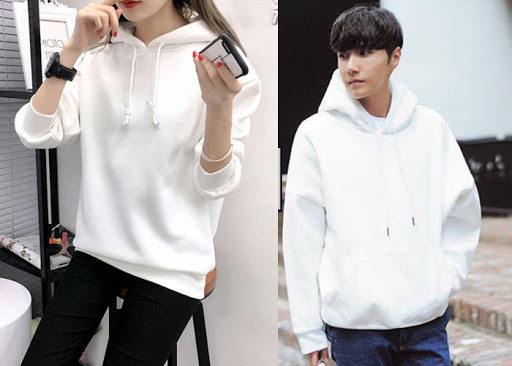 Combo Áo Khoác Hoodie Cặp -Couple Nam Nữ Trắng (Đen) -Trơn Nỉ Bông -Thời Trang Kactus Cao Cấp 2