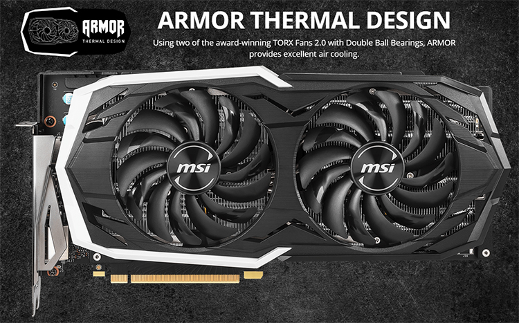 Card Màn Hình VGA MSI RTX 2070 ARMOR 8GB GDDR6 256 Bit 2 Fan DisplayPort HDMI USB Type-C - Hàng Chính Hãng