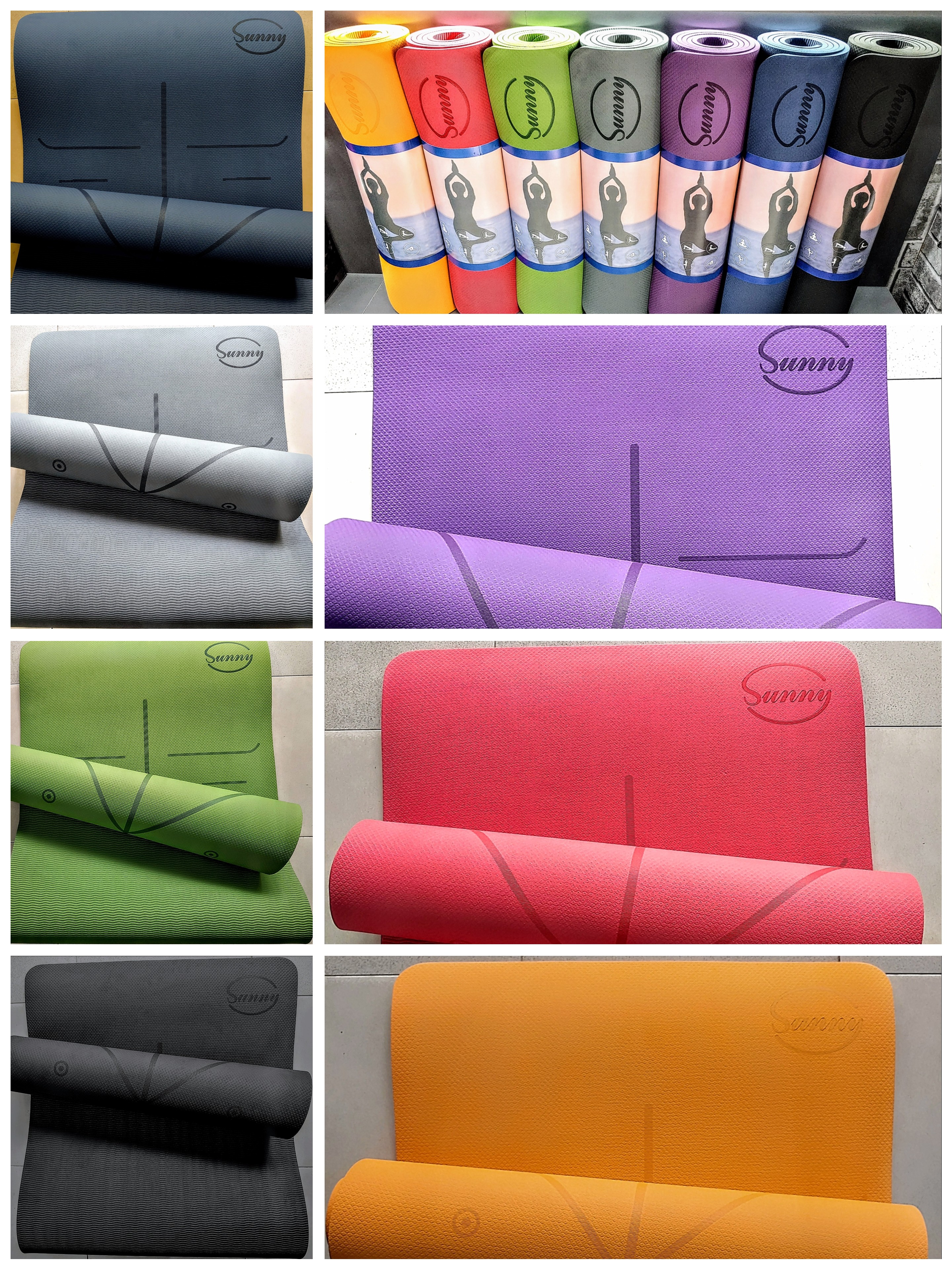 THẢM TẬP YOGA TPE ĐỊNH TUYẾN SUNNY 1 LỚP 8MM - TẶNG TÚI ĐỰNG THẢM YOGA