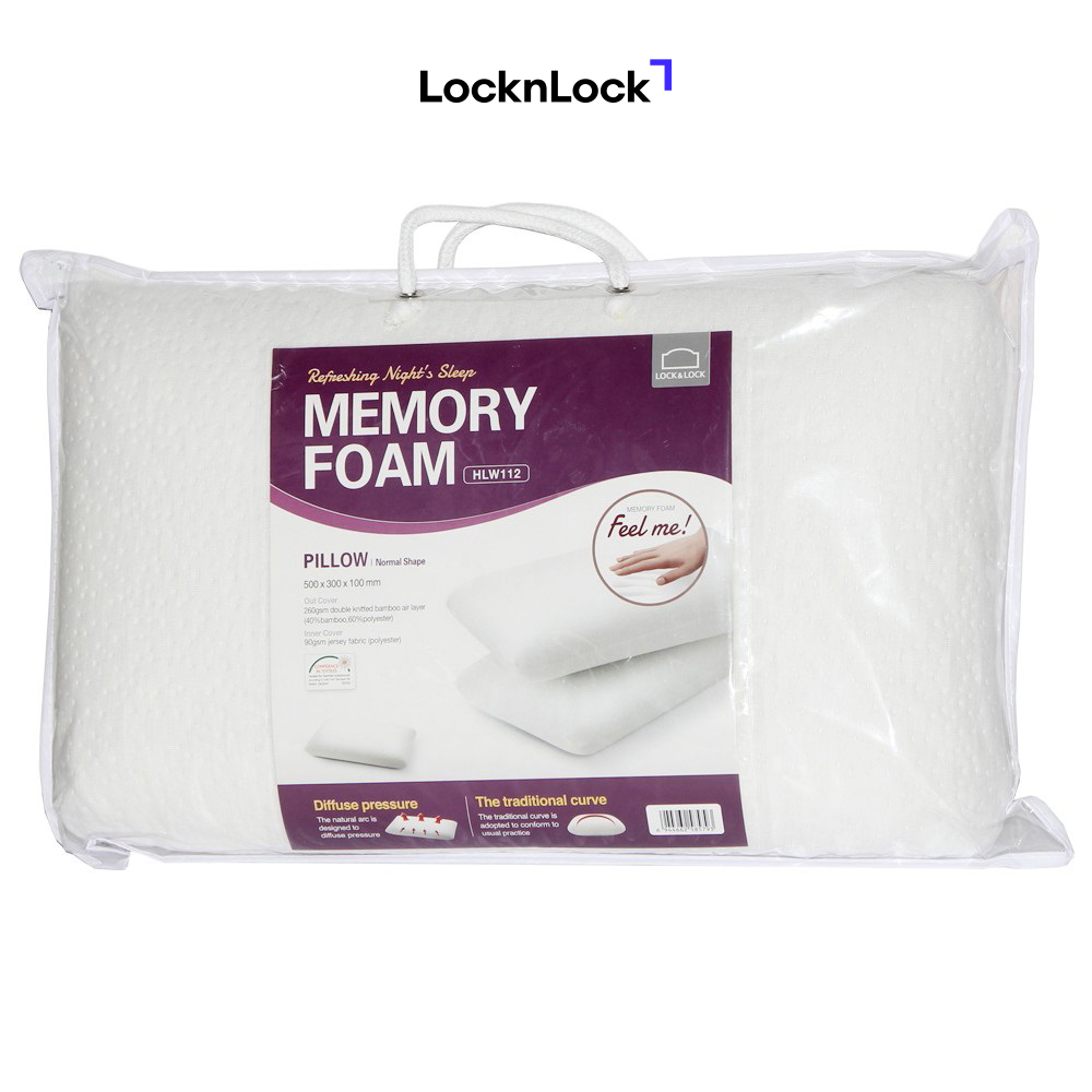 Gối Memory Foam 50D Hình Dáng Thường Lock&Lock HLW112 50 x 30 cm – Trắng