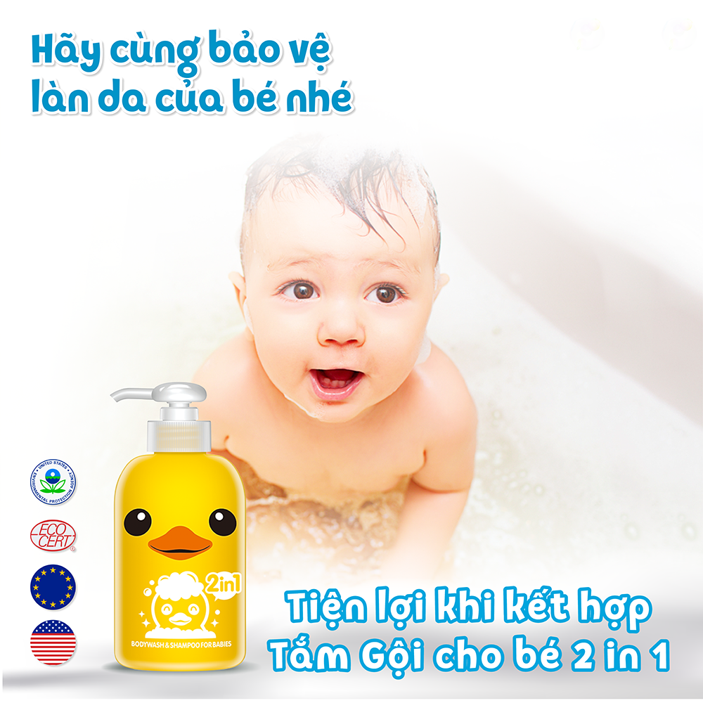 Sữa tắm gội toàn thân KHÔNG CAY MẮT 2 in 1 trẻ em Rubber Duck 400ml_AN TOÀN CHO TRẺ SƠ SINH 8